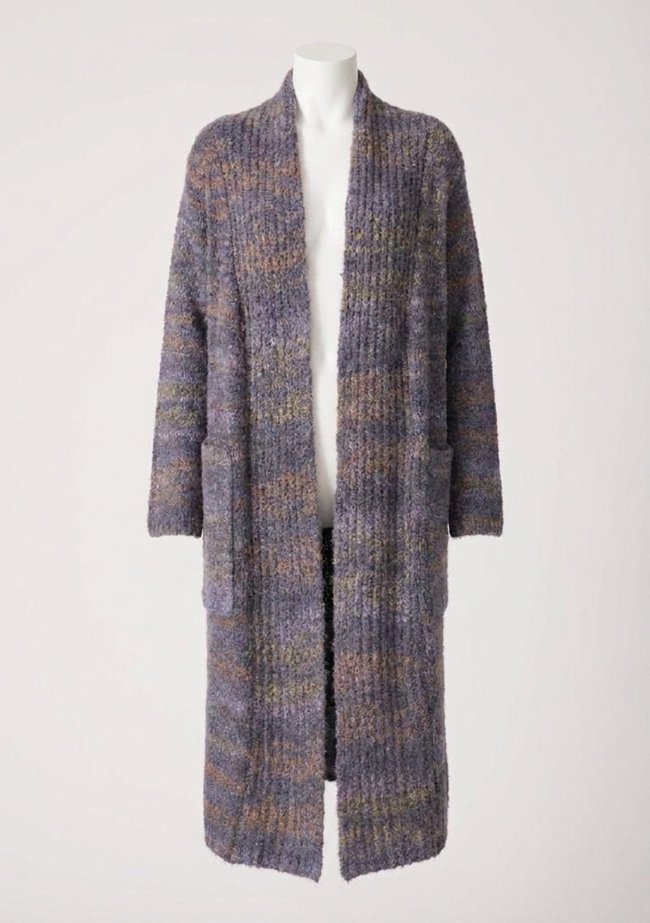 NEW LOVESTITCH marled knit duster cardigan in blue